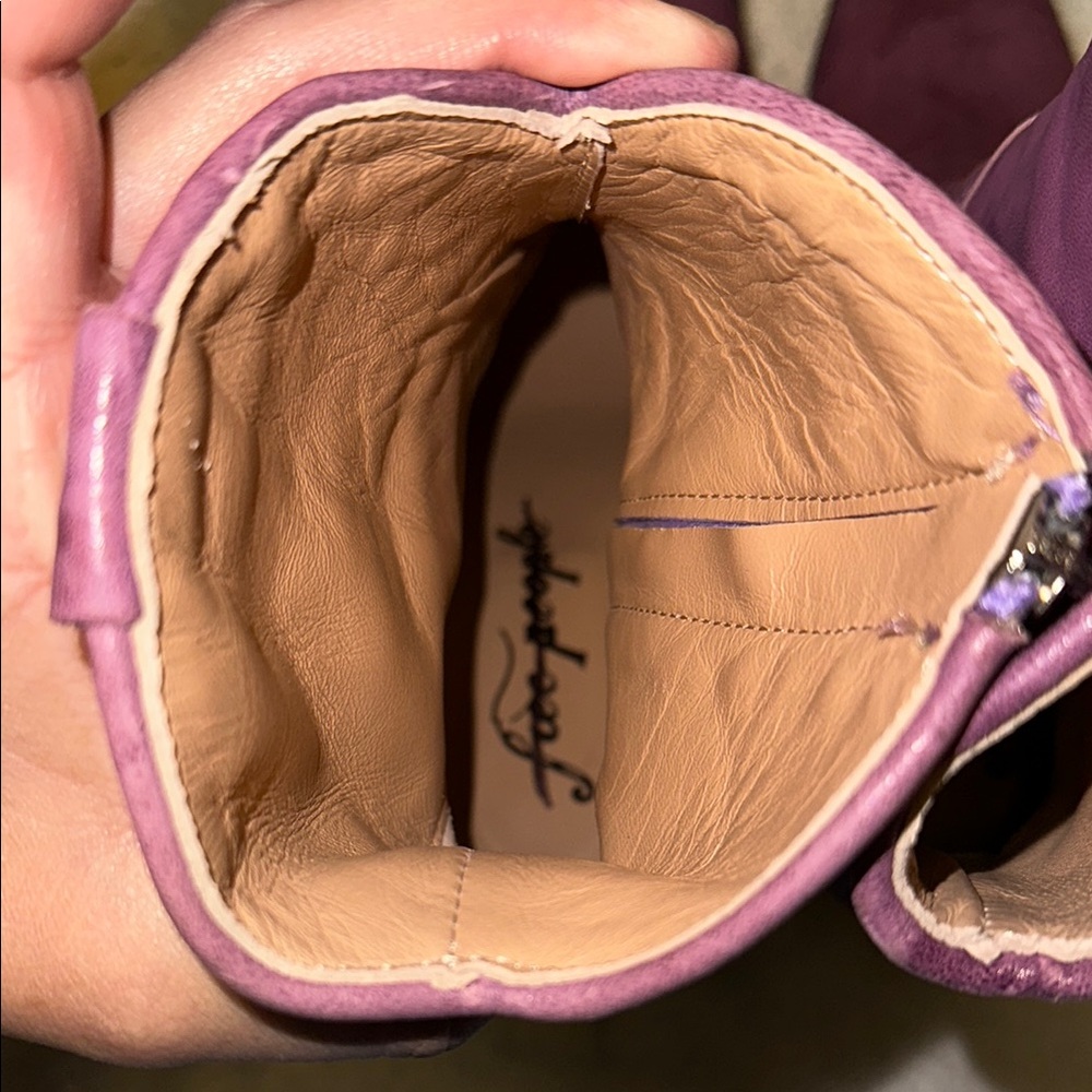 FREE PEOPLE Purple Leather Ankle Boots - Picture 7 of 12